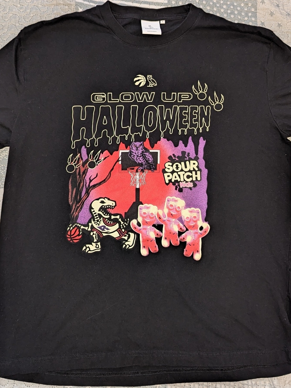 OVO x Toronto Raptors x Sour Patch Kids Halloween Glow Up T-Shirt Black Size L
